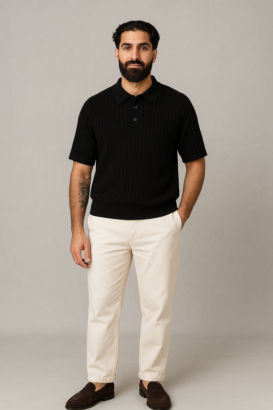 "OBSIDIAN" Knittes Polo